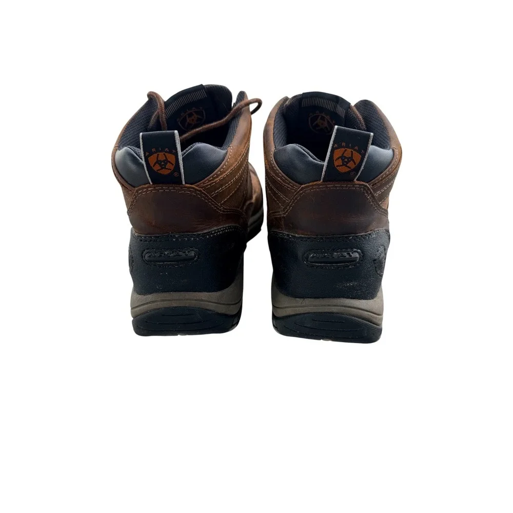 Ariat ATS Mens Brown Leather Lace Up Work Boots Mid Top Hiking Shoes Size 9.5D